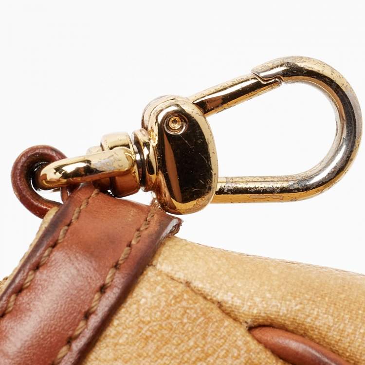 Pre Owned Alviero Martini 1A Classe  Tan Geo Classic Print Coated Canvas and Leather Zip Crossbody Bag