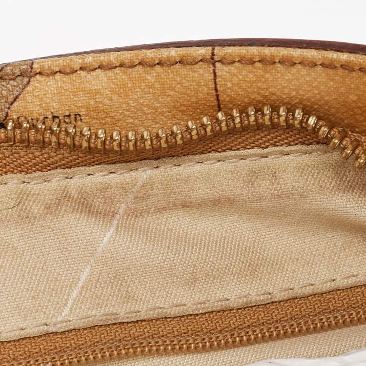 Pre Owned Alviero Martini 1A Classe  Tan Geo Classic Print Coated Canvas and Leather Zip Crossbody Bag