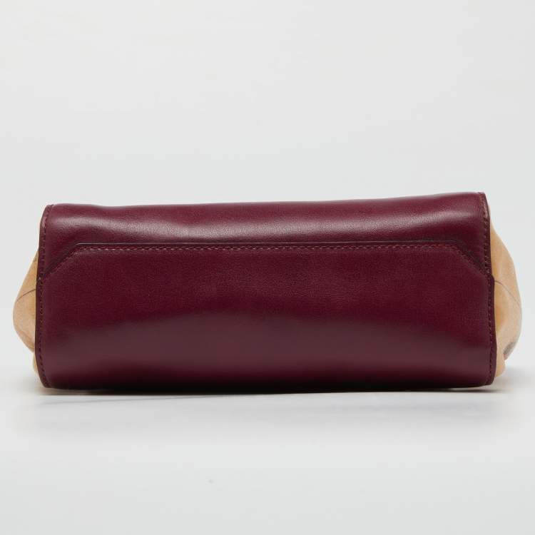 Pre Owned Alviero Martini 1A Classe Burgundy/Tan Geo Print Coated Canvas and Leather Crossbody Bag