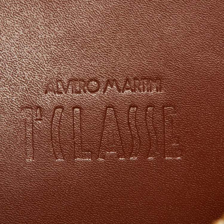 Pre Owned Alviero Martini 1A Classe Brown Python Embossed and Leather Zip Baguette Bag