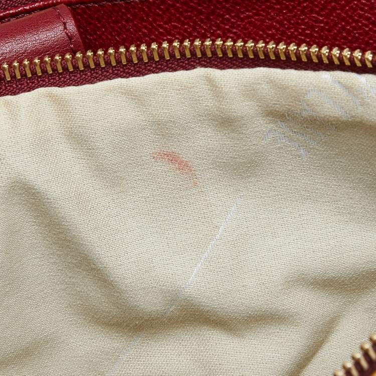 Pre Owned Alviero Martini 1A Classe Red/Beige Geo Print Coated Canvas and Leather Tote