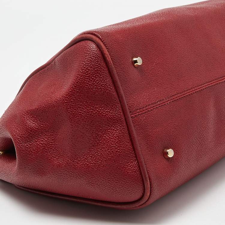 Pre Owned Alviero Martini 1A Classe Red/Beige Geo Print Coated Canvas and Leather Tote