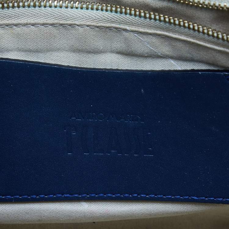 Pre Owned Alviero Martini 1A Classe Tan/Blue Geo Print Coated Canvas and Leather Crossbody Bag