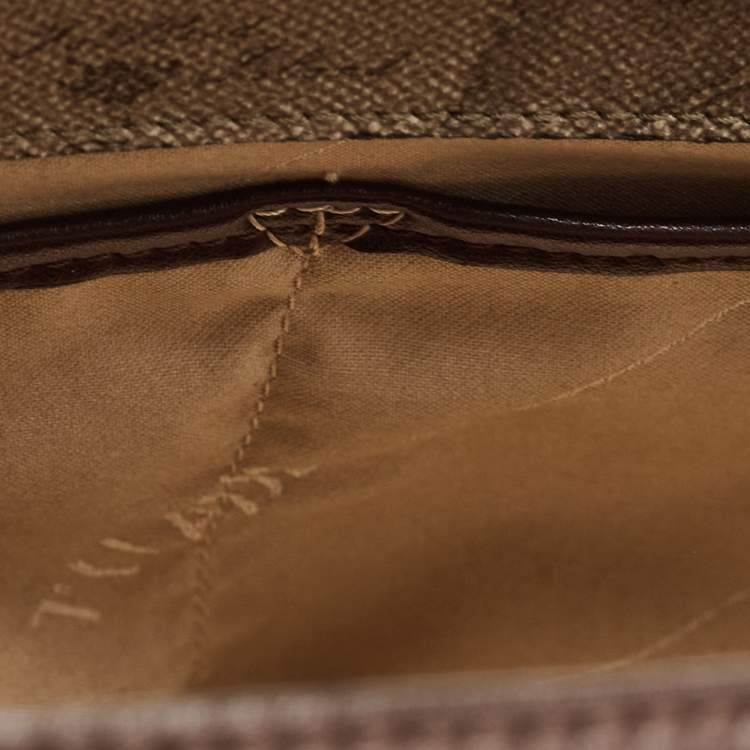 Pre Owned Alviero Martini 1A Classe Choco Brown/Beige Coated Canvas and Leather Top Handle Bag