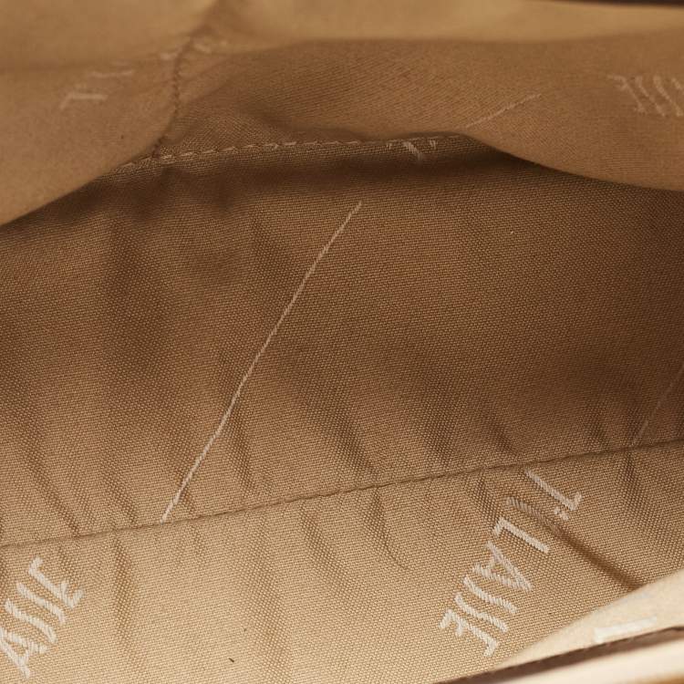 Pre Owned Alviero Martini 1A Classe Choco Brown/Beige Coated Canvas and Leather Top Handle Bag