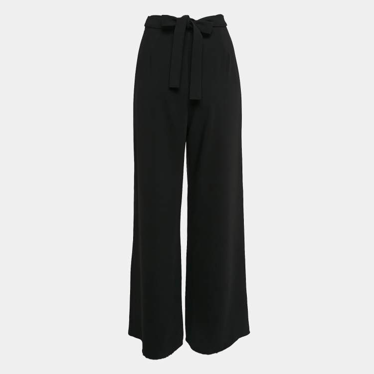 Pre Owned Amanda Uprichard Black Crepe Wide Leg Trousers M