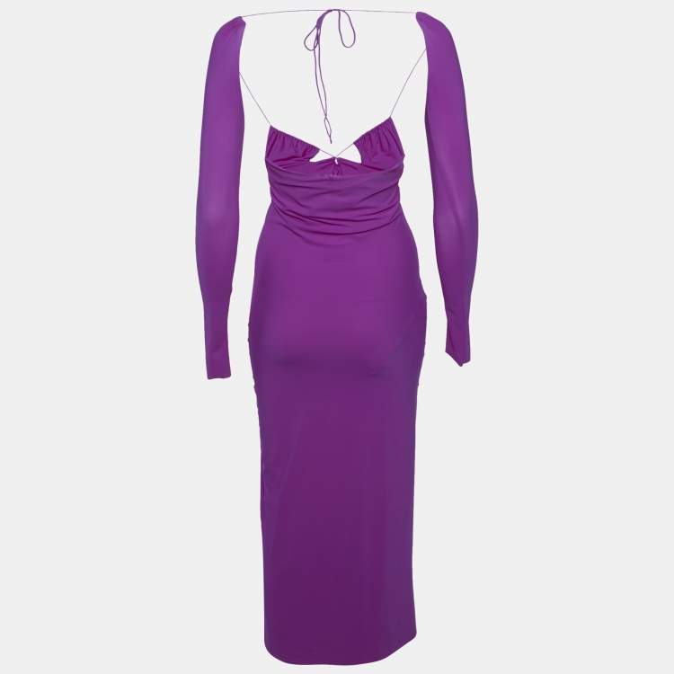 Pre Owned Amazuin Pink Jersey Tie-Up Detail Midi Issad Dress One Size