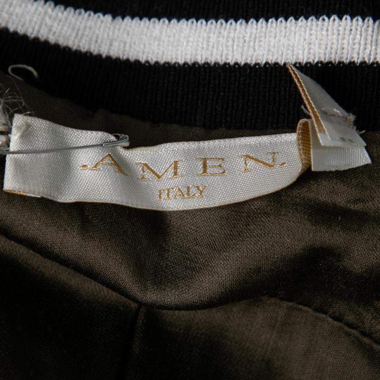 Pre Owned Amen Multicolor Sequin Embellished Satin Bomber Jacket M 