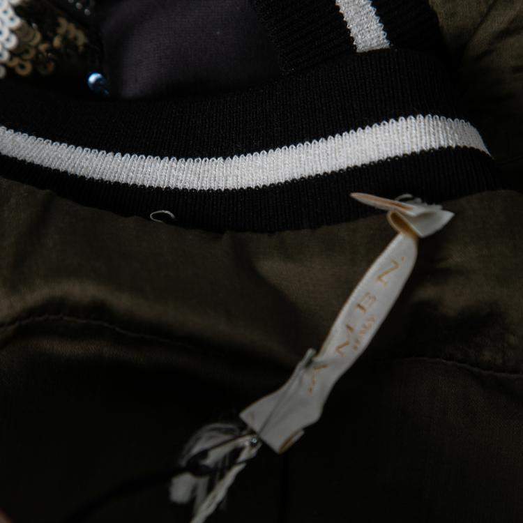 Pre Owned Amen Multicolor Sequin Embellished Satin Bomber Jacket M 