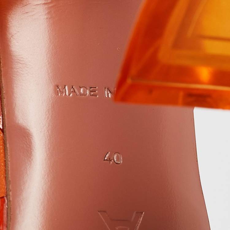 Pre Owned Amina Muaddi Orange PVC Rosie Slingback Pumps Size 40