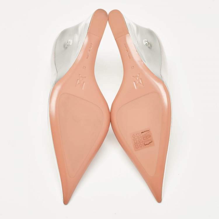 Pre Owned Amina Muaddi Transparent PVC Ane Wedge Pumps Size 36