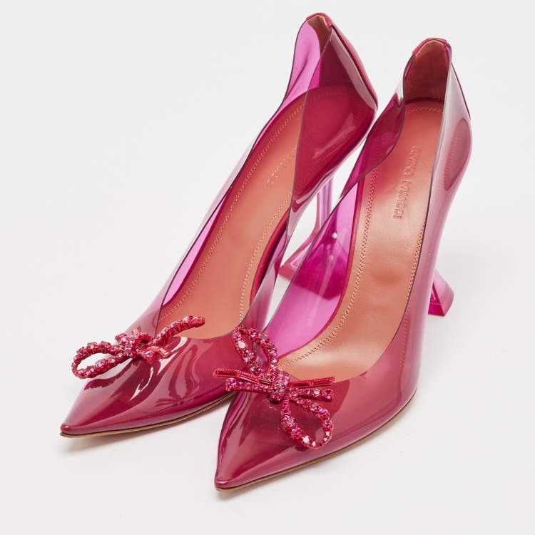 Pre Owned Amina Muaddi Fuchsia PVC and Leather Rosie Pumps Size 41