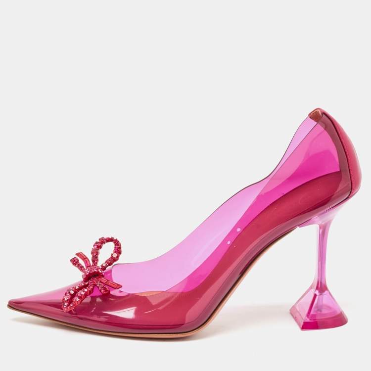 Pre Owned Amina Muaddi Fuchsia PVC and Leather Rosie Pumps Size 41