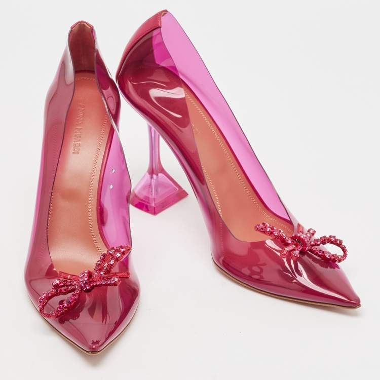 Pre Owned Amina Muaddi Fuchsia PVC and Leather Rosie Pumps Size 41