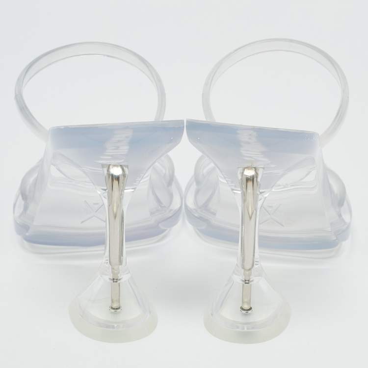 Pre Owned Amina Muaddi Transparent PVC Lupita Slide Sandals Size 37