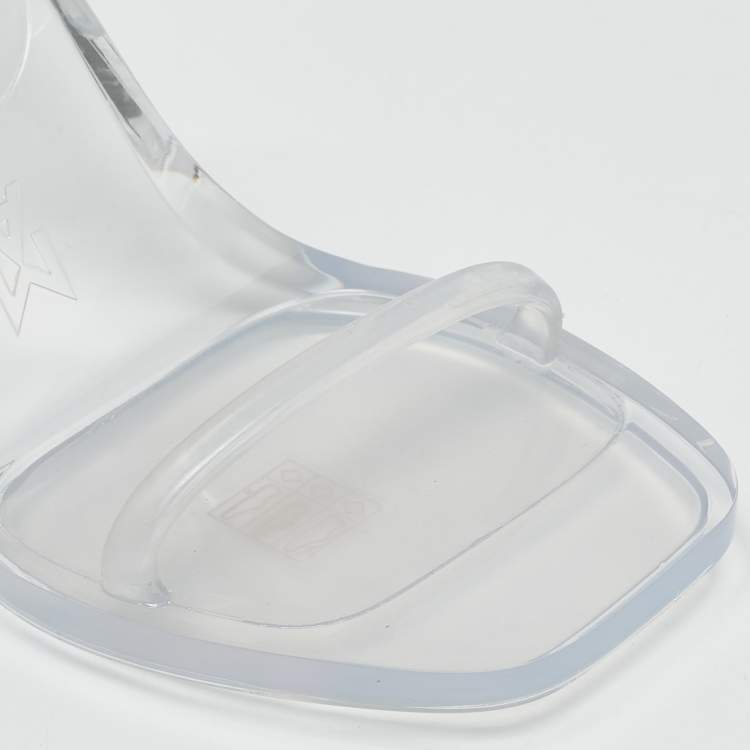 Pre Owned Amina Muaddi Transparent PVC Lupita Slide Sandals Size 37