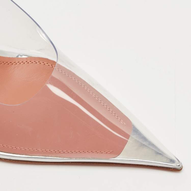 Pre Owned Amina Muaddi Transparent PVC Ane Wedge Pumps Size 37.5