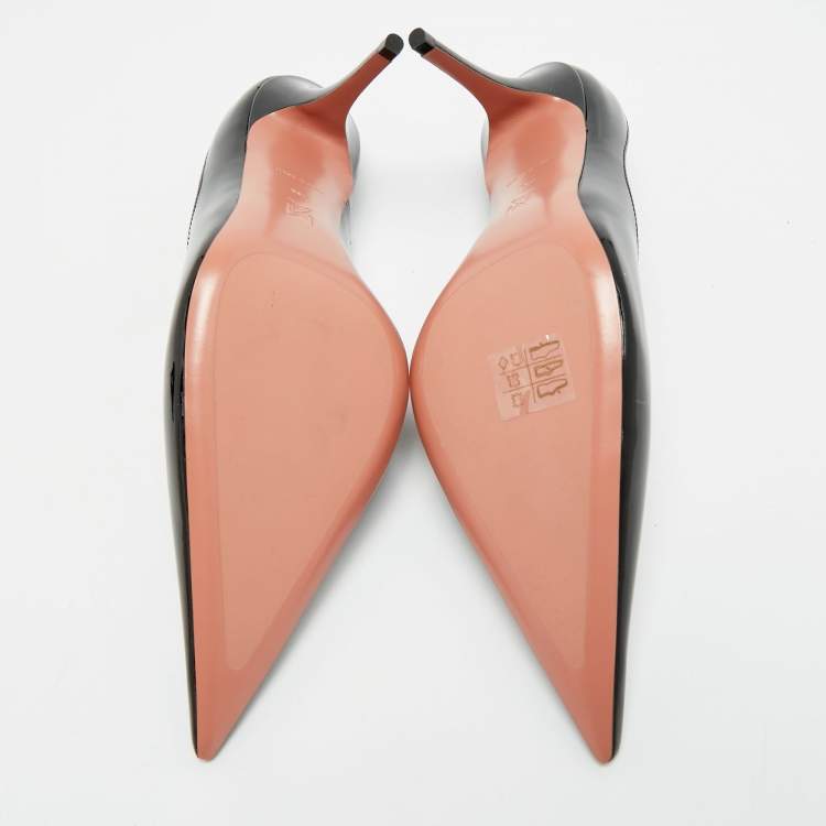 مملوكة مسبقًا Amina Muaddi Anok Size 38.5 Black Patent Leather Mules