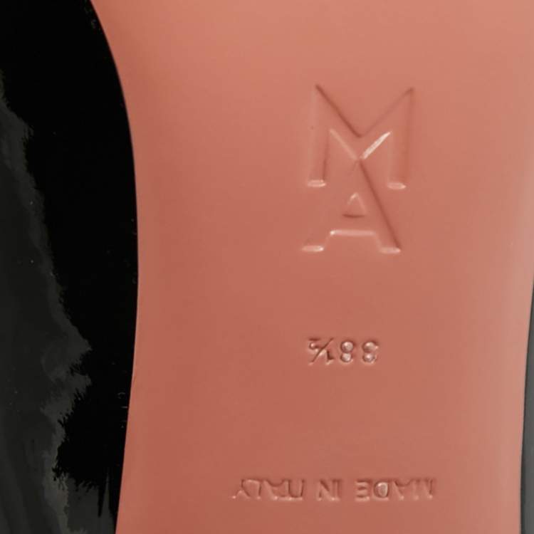 مملوكة مسبقًا Amina Muaddi Anok Size 38.5 Black Patent Leather Mules
