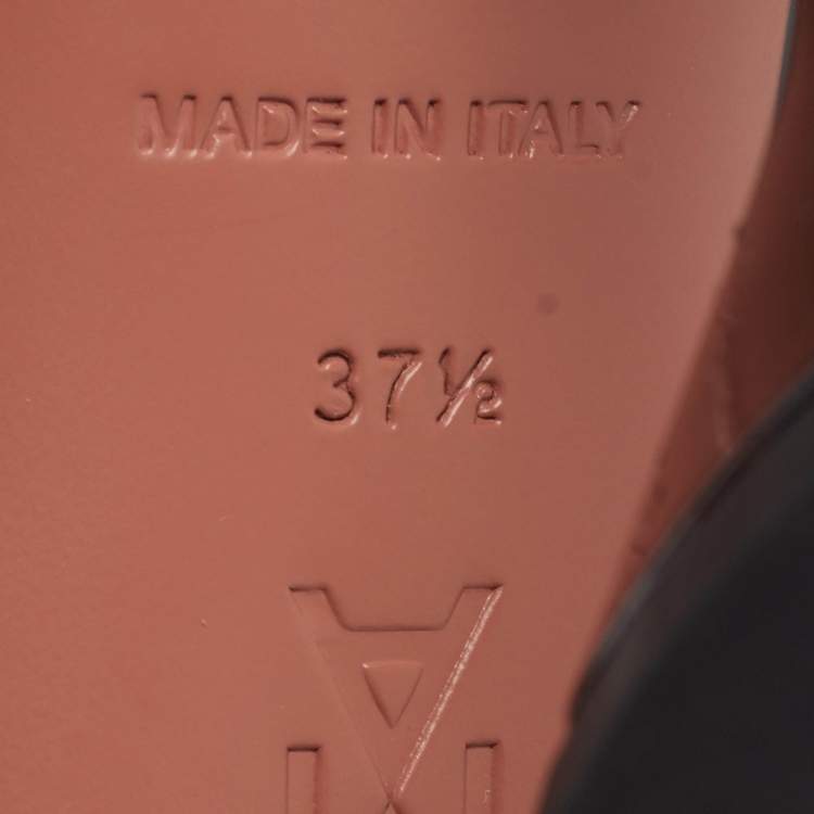 Pre Owned Amina Muaddi Ami Size 37.5 Black Patent Leather Pumps