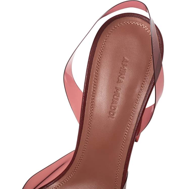 مملوكة مسبقًا Amina Muaddi Burgundy PVC Begum Slingback Pumps Size 37