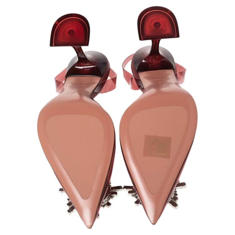 مملوكة مسبقًا Amina Muaddi Burgundy PVC Begum Slingback Pumps Size 37