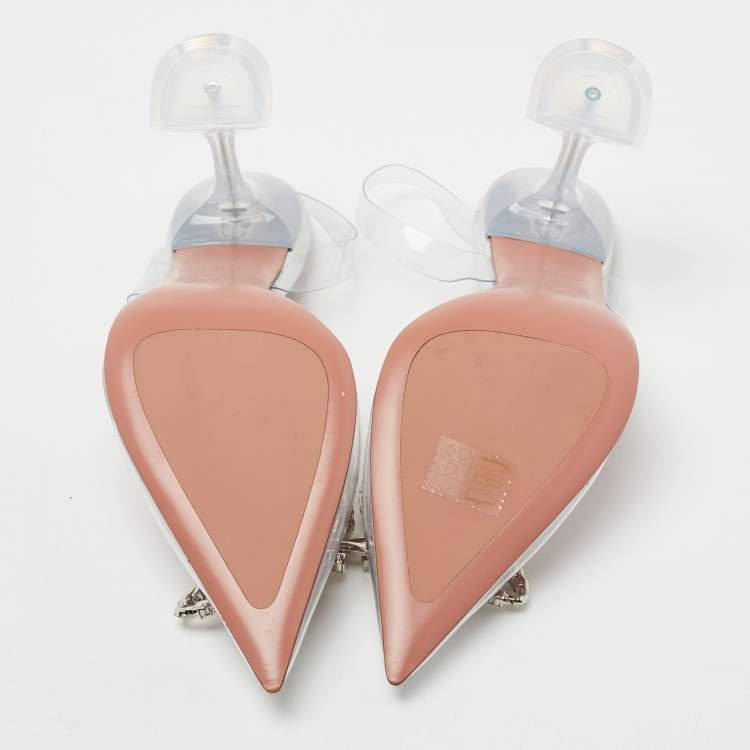 Pre Owned Amina Muaddi Transparent PVC Rosie Slingback Pumps Size 40
