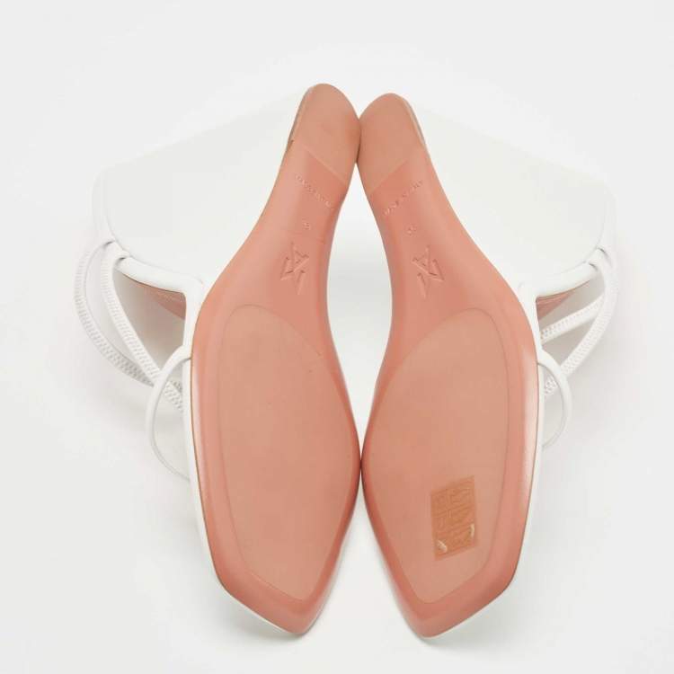 Pre Owned Amina Muaddi White Leather Naima Wedge Sandals Size 38