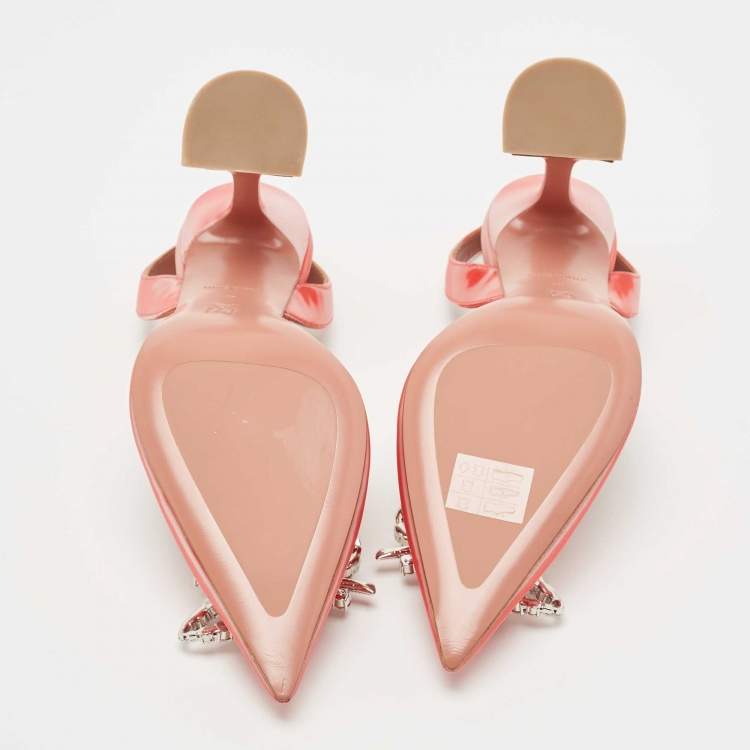 Pre Owned Amina Muaddi Pink PVC Rosie Slingback Pumps Size 37