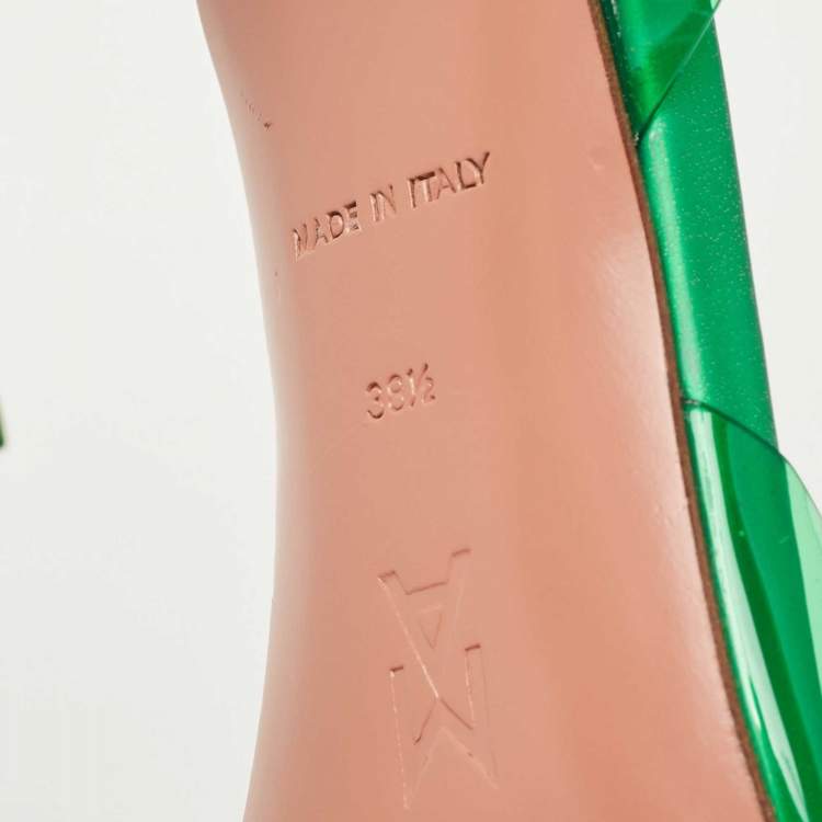 Pre Owned Amina Muaddi Green PVC Begum Slingback Pumps Size 38.5