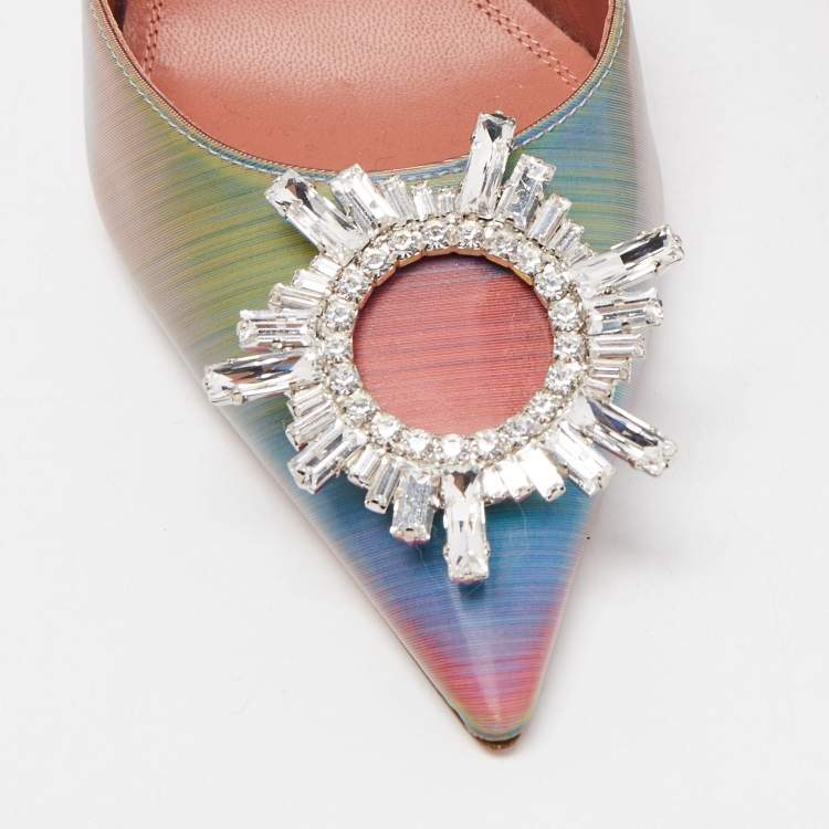 مملوكة مسبق�ًا Amina Muaddi Multicolor Iridescent PVC Begum Slingback Pumps Size 38.5