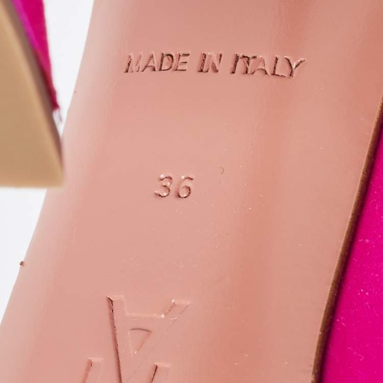 Pre Owned Amina Muaddi Pink Satin Begum Mules Size 36 