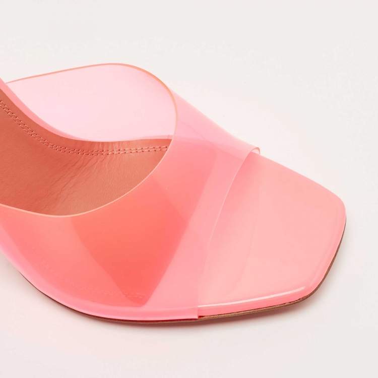 Pre Owned Amina Muaddi Pink PVC Lupita Slide Sandals Size 39