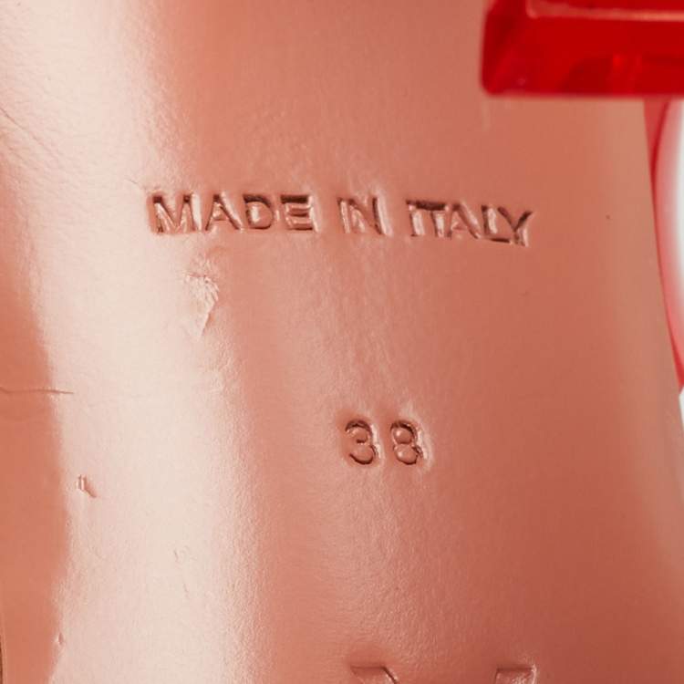 Pre Owned Amina Muaddi Red PVC Rosie Slingback Pumps Size 38