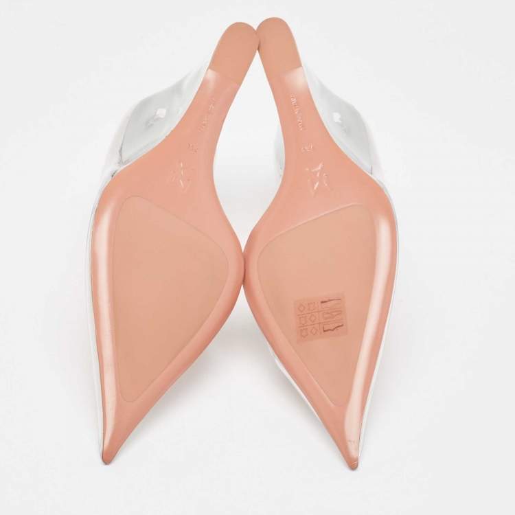 Pre Owned Amina Muaddi Transparent PVC Ane Wedge Pumps Size 38.5