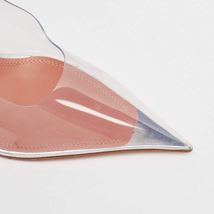 Pre Owned Amina Muaddi Transparent PVC Ane Wedge Pumps Size 38.5