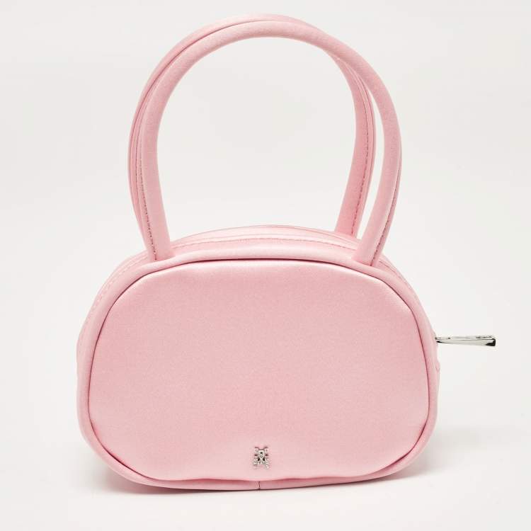 Pre Owned Amina Muaddi Pink Satin Super Amini Baddie Bag