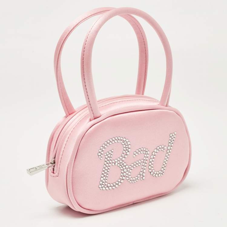 Pre Owned Amina Muaddi Pink Satin Super Amini Baddie Bag