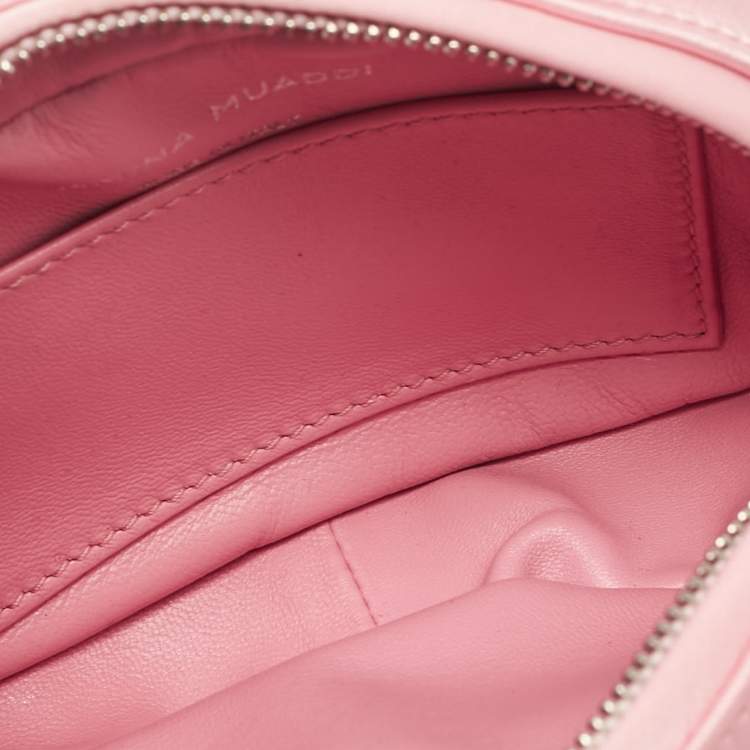 Pre Owned Amina Muaddi Pink Satin Super Amini Baddie Bag