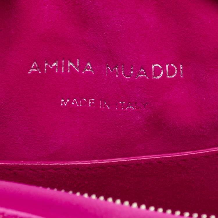 Pre Owned Amina Muaddi Pink Satin Super Amini Bella Bag