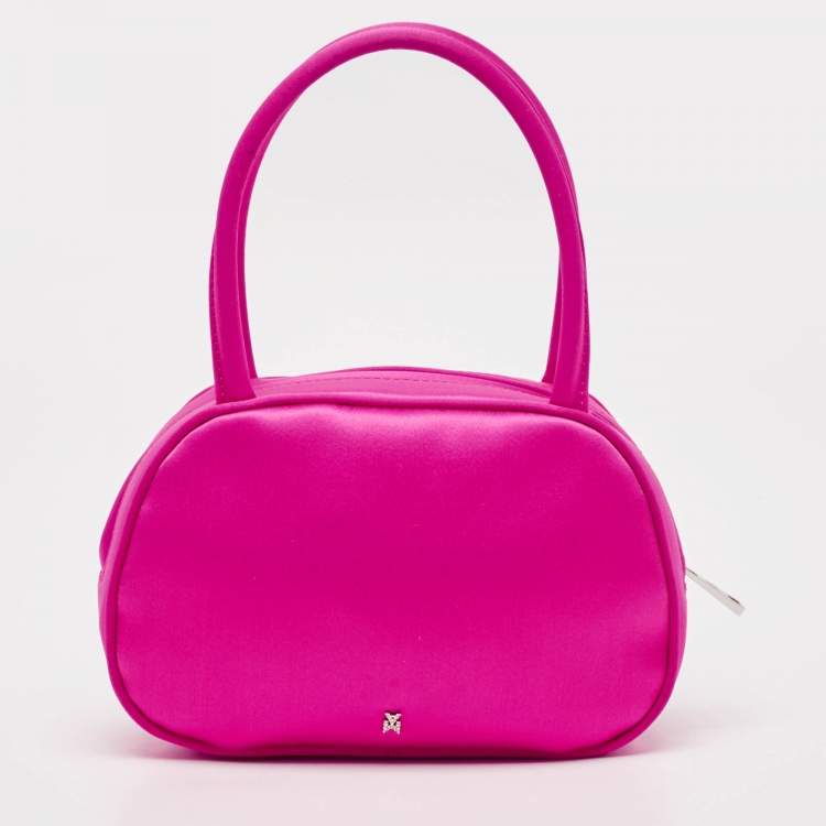Pre Owned Amina Muaddi Pink Satin Super Amini Bella Bag