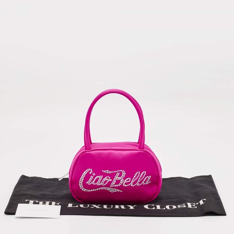 Pre Owned Amina Muaddi Pink Satin Super Amini Bella Bag