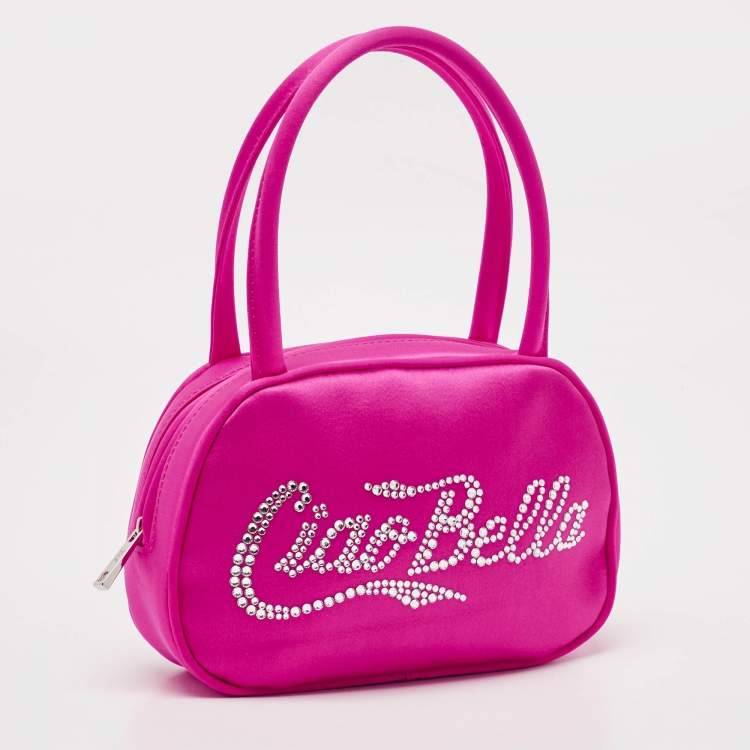Pre Owned Amina Muaddi Pink Satin Super Amini Bella Bag