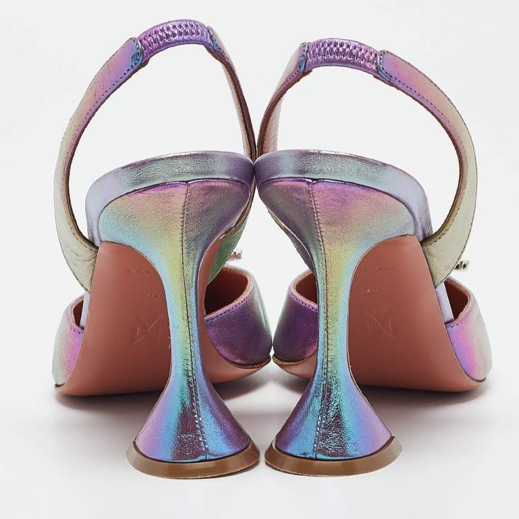 Pre Owned Amina Muaddi Multicolor Iridescent Leather Begum Pumps Size 39