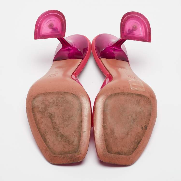 Pre Owned Amina Muaddi Pink PVC Lupita Sandals Size 37