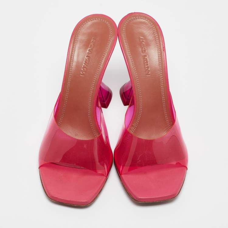 Pre Owned Amina Muaddi Pink PVC Lupita Sandals Size 37
