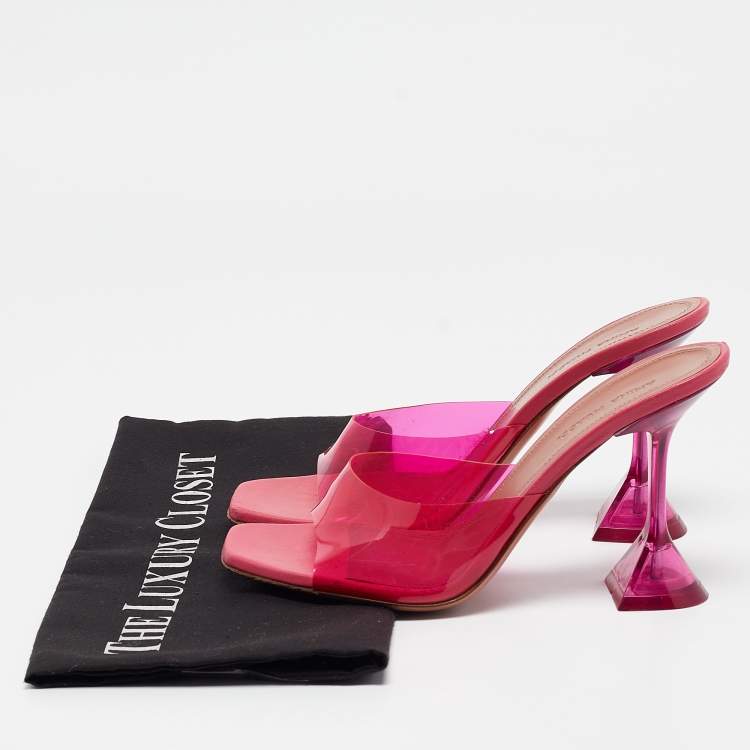 Pre Owned Amina Muaddi Pink PVC Lupita Sandals Size 37