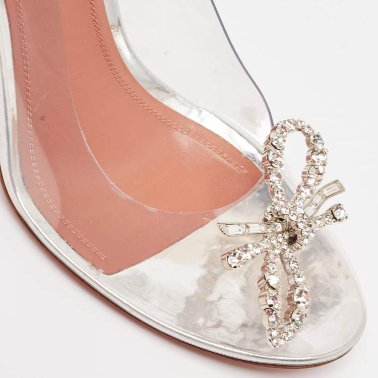 Pre Owned Amina Muaddi Transparent PVC Betty Glass Pumps Size 40.5