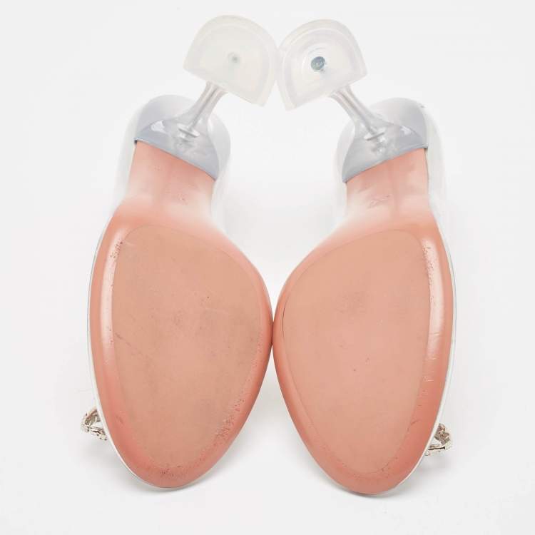 Pre Owned Amina Muaddi Transparent PVC Betty Glass Pumps Size 40.5