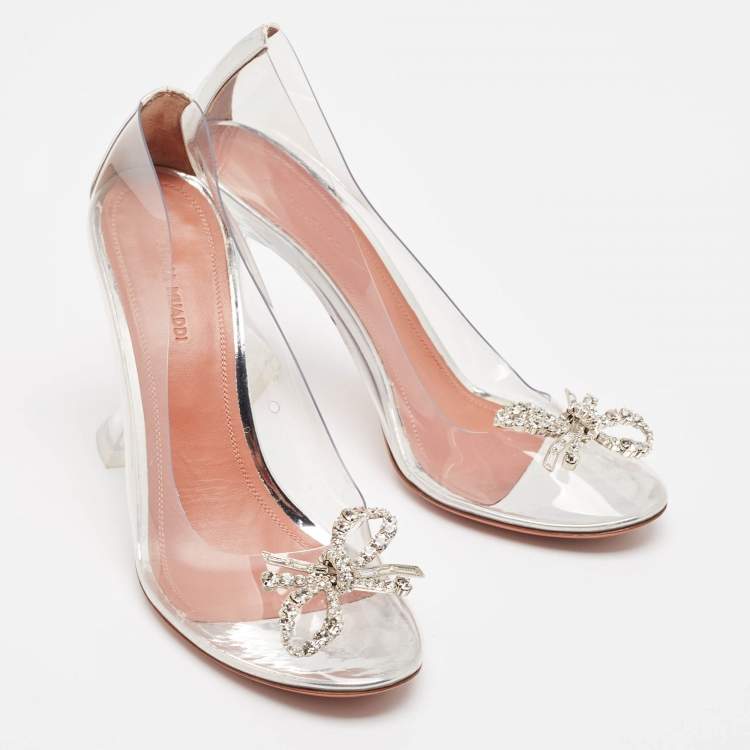 Pre Owned Amina Muaddi Transparent PVC Betty Glass Pumps Size 40.5